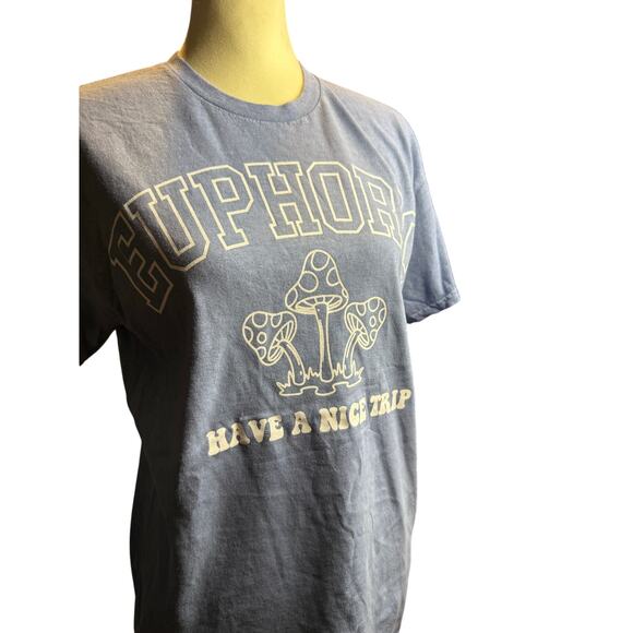 PacSun Euphoric Have A Nice Trip Graphic Tee, Blue, Trippy Mushrooms, Small - Picture 4 of 7